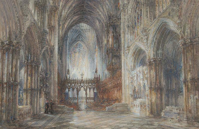 Ely Cathedral pen and watercolour, Wyke Bayliss